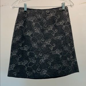 Ann Taylor Wool Embroidered Pencil Skirt